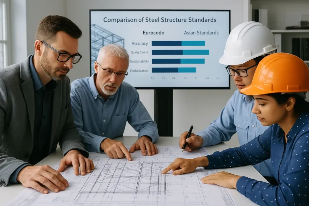بررسی تطبیقی استانداردهای اروپایی و آسیایی در ساخت اسکلت‌های فولادی